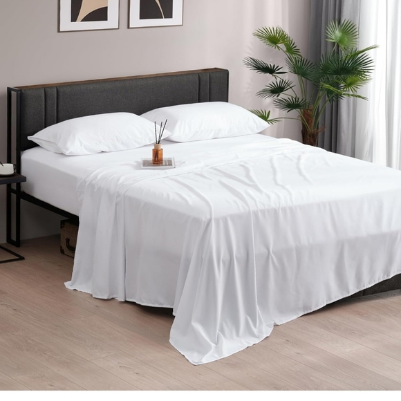 Z-hom Queen Bed Sheets 4 Piece Set Queen 16 inch Deep Pocket White - Picture 1 of 9